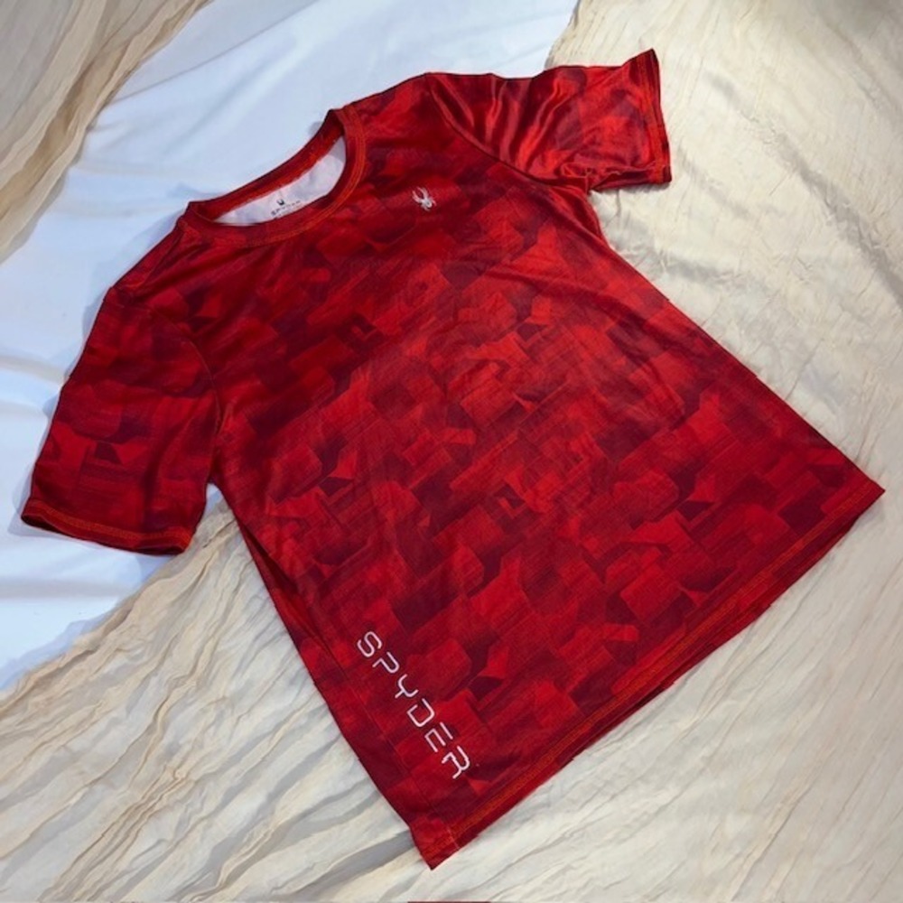 Spyder - Short Sleeve Crew Neck Shirt - Red & Silver - Boys‎ Size Large